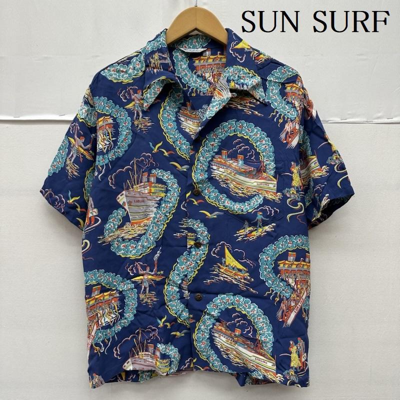 サンサーフ SUN SURF シャツ、ブラウス 半袖 SPECIAL EDITION MATSON LINE 総柄 レーヨン アロハ シャツ SS30697 M 青 / ブルー / blue メンズ USED 古着 中古 50164992