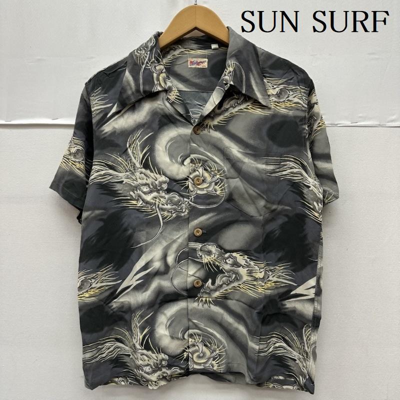 サンサーフ SUN SURF シャツ、ブラウス 半袖 雲龍 水墨画風 龍 総柄 レーヨン アロハ シャツ S 灰 / グレー / gray メンズ USED 古着 中古 50164994