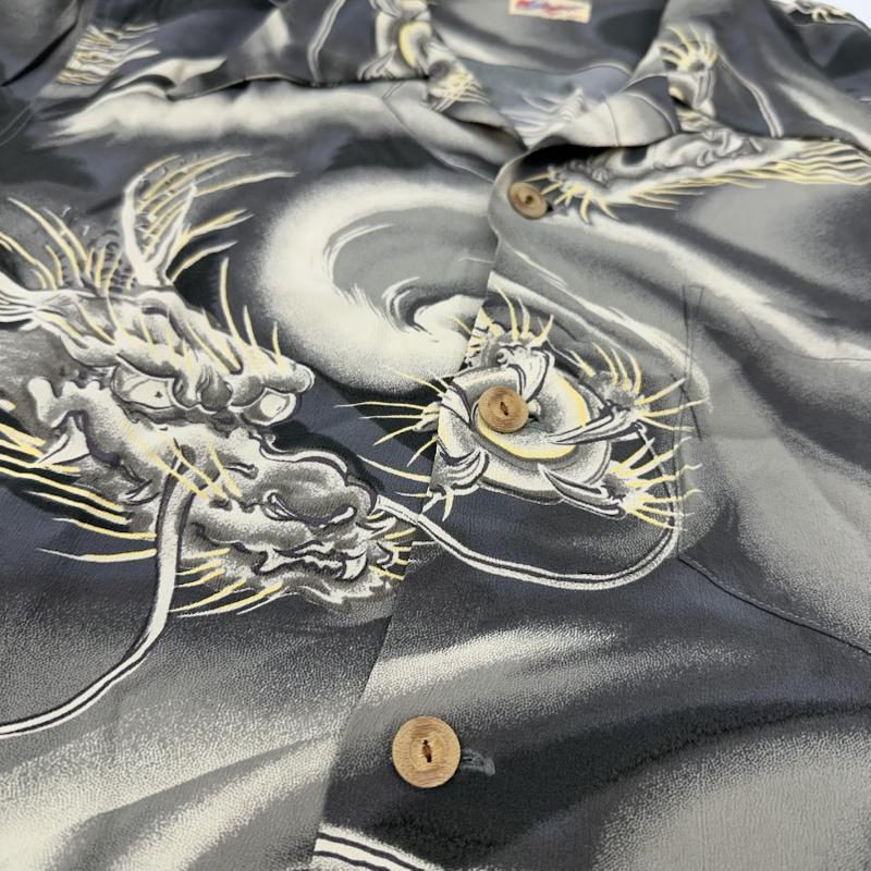 サンサーフ SUN SURF シャツ、ブラウス 半袖 雲龍 水墨画風 龍 総柄 レーヨン アロハ シャツ S 灰 / グレー / gray メンズ USED 古着 中古 50164994