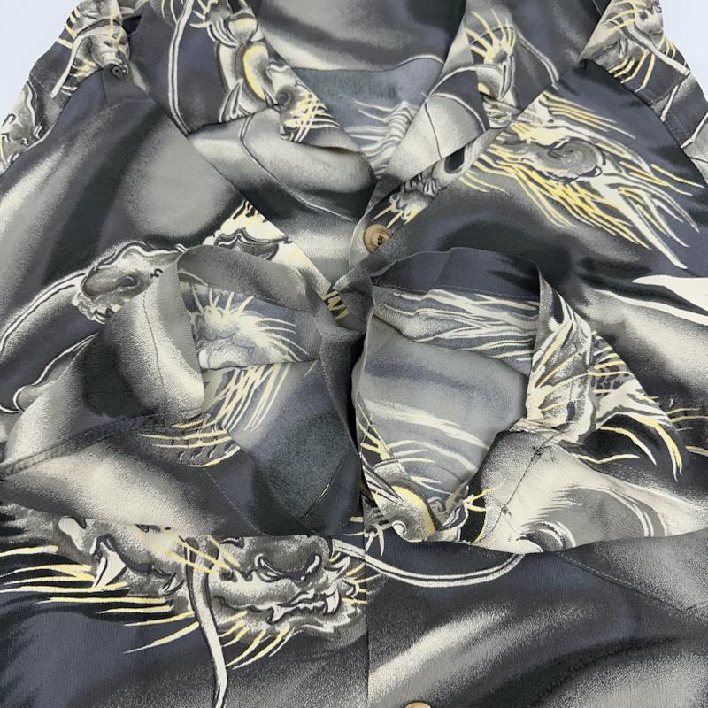 サンサーフ SUN SURF シャツ、ブラウス 半袖 雲龍 水墨画風 龍 総柄 レーヨン アロハ シャツ S 灰 / グレー / gray メンズ USED 古着 中古 50164994