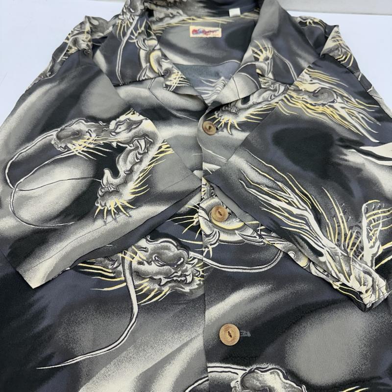 サンサーフ SUN SURF シャツ、ブラウス 半袖 雲龍 水墨画風 龍 総柄 レーヨン アロハ シャツ S 灰 / グレー / gray メンズ USED 古着 中古 50164994