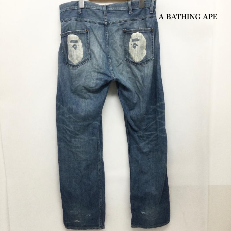 アベイシングエイプ A BATHING APE パンツ デニム、ジーンズ a bathing ape デニム　ジーンズ L プリント インディゴ / インディゴ / Indigo メンズ USED 古着 中古 50164995