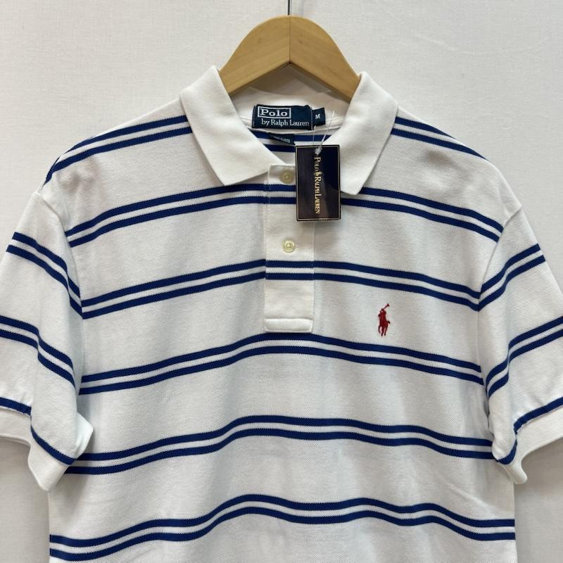 ポロバイラルフローレン Polo by RALPH LAUREN ポロシャツ 半袖 ポニー刺繍 ボーダー ポロシャツ タグ付き M 白 / ホワイト / white メンズ USED 古着 中古 50165006