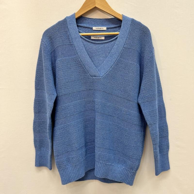 モラビト MORABITO ニット、セーター 長袖 Vネック メッシュ サマーニット ニットタンクトップ セット 38 青 / ブルー / blue レディース USED 古着 中古 50165012