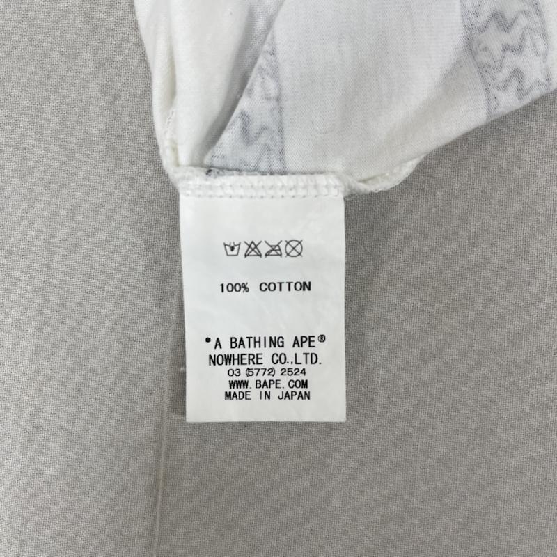 アベイシングエイプ A BATHING APE Tシャツ 長袖 日本製 総柄 スター 星 柄 ボーダー 長袖 Tシャツ ロンT M 白 / ホワイト / white メンズ USED 古着 中古 50165028