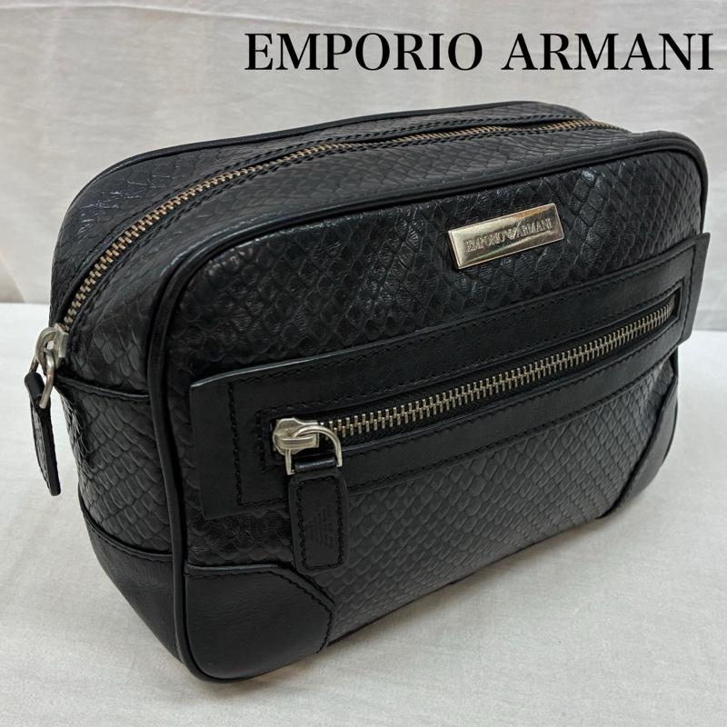 エンポリオアルマーニ EMPORIO ARMANI セカンドバッグ セカンドバッグ クロコ 型押し レザー セカンドバッグ ロゴ メタル プレート ポーチ イタリア製 - メンズ USED 古着 中古 50165030