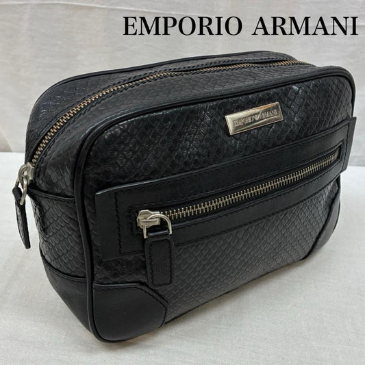エンポリオアルマーニ EMPORIO ARMANI セカンドバッグ セカンドバッグ クロコ 型押し レザー セカンドバッグ ロゴ メタル プレート ポーチ イタリア製 - メンズ USED 古着 中古 50165030