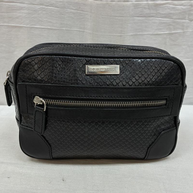 エンポリオアルマーニ EMPORIO ARMANI セカンドバッグ セカンドバッグ クロコ 型押し レザー セカンドバッグ ロゴ メタル プレート ポーチ イタリア製 - メンズ USED 古着 中古 50165030