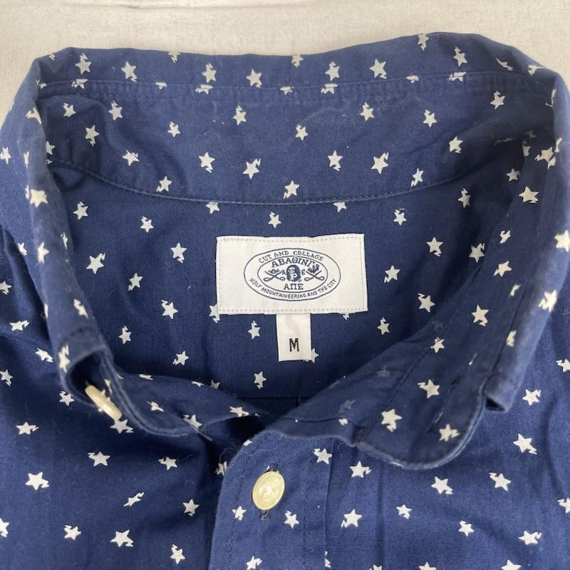 アベイシングエイプ A BATHING APE シャツ、ブラウス 半袖 日本製 エイプヘッド 刺繍 スター 星 柄 総柄 ボタンダウン シャツ M 紺 / ネイビー / navy メンズ USED 古着 中古 50165031
