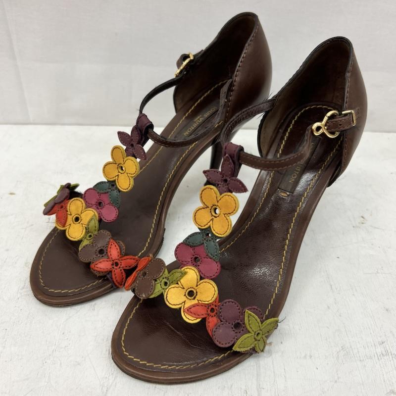 ルイヴィトン LOUIS VUITTON サンダル サンダル フラワー レザー ストラップ サンダル 34 1/2 - 茶 / ブラウン / brown レディース USED 古着 中古 50165044