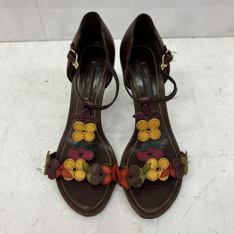 ルイヴィトン LOUIS VUITTON サンダル サンダル フラワー レザー ストラップ サンダル 34 1/2 - 茶 / ブラウン / brown レディース USED 古着 中古 50165044