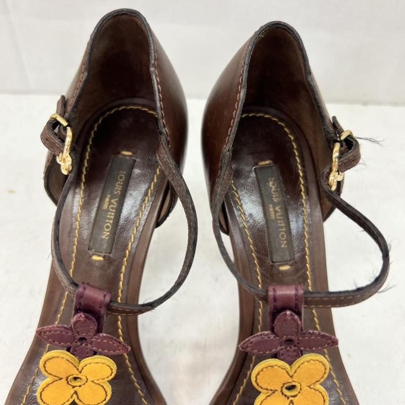 ルイヴィトン LOUIS VUITTON サンダル サンダル フラワー レザー ストラップ サンダル 34 1/2 - 茶 / ブラウン / brown レディース USED 古着 中古 50165044