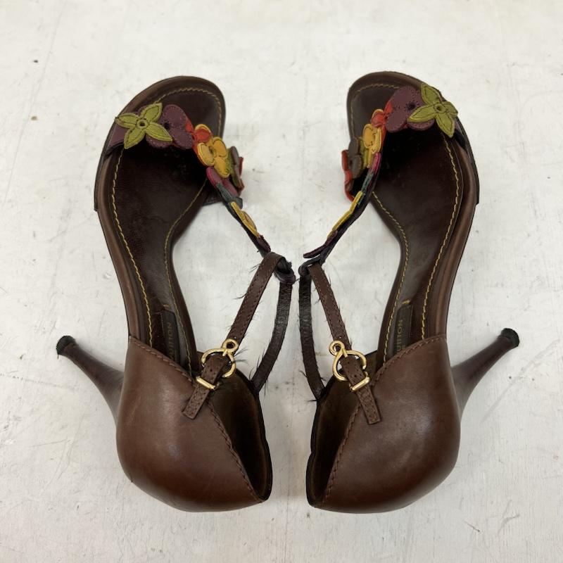 ルイヴィトン LOUIS VUITTON サンダル サンダル フラワー レザー ストラップ サンダル 34 1/2 - 茶 / ブラウン / brown レディース USED 古着 中古 50165044