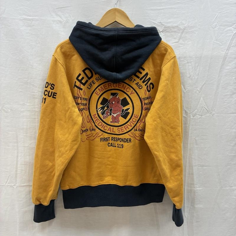 テッドマン TEDMAN パーカー 長袖 TED COMPANY EMS デビル ファイヤー プリント ツートン ジップアップ スウェット パーカー 40 メンズ USED 古着 中古 50165051