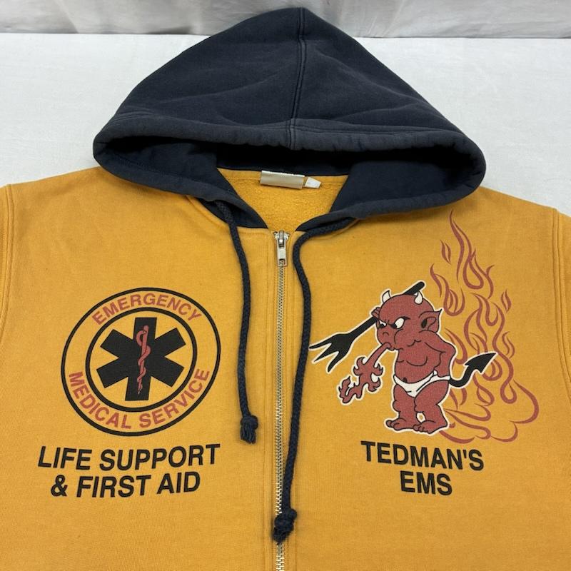 テッドマン TEDMAN パーカー 長袖 TED COMPANY EMS デビル ファイヤー プリント ツートン ジップアップ スウェット パーカー 40 メンズ USED 古着 中古 50165051