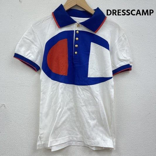 ドレスキャンプ DRESSCAMP ポロシャツ 半袖 日本製 champion 金ボタン トリコロールカラー ロゴマーク 半袖 ポロシャツ 44 白 / ホワイト / white メンズ USED 古着 中古 50165066