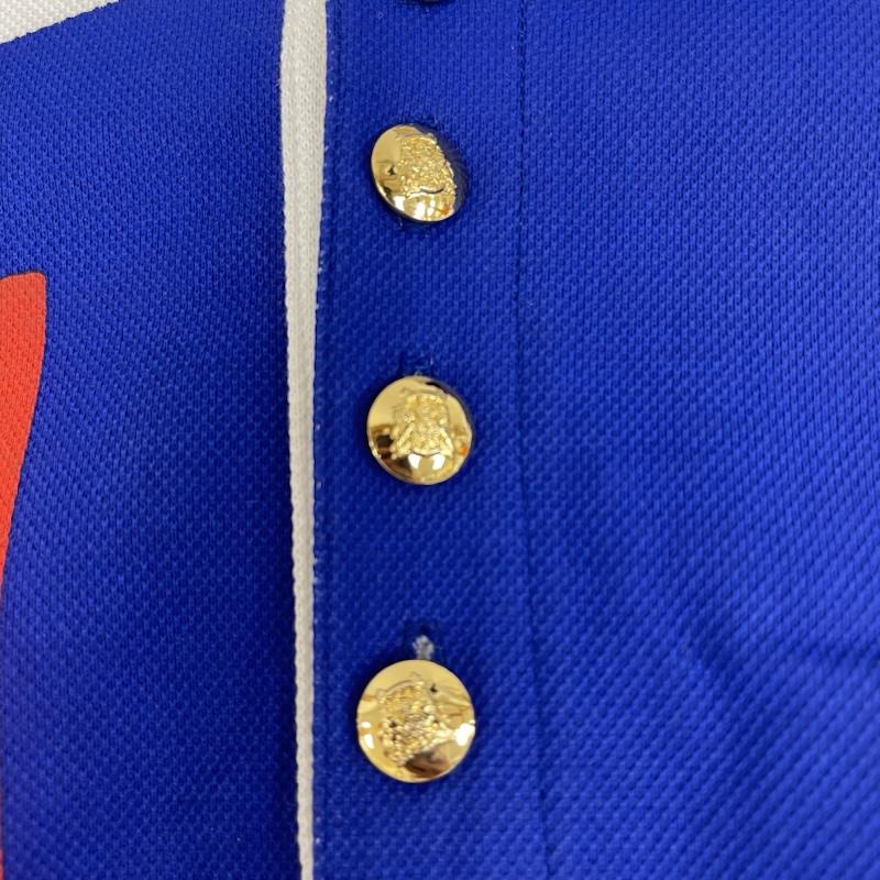 ドレスキャンプ DRESSCAMP ポロシャツ 半袖 日本製 champion 金ボタン トリコロールカラー ロゴマーク 半袖 ポロシャツ 44 白 / ホワイト / white メンズ USED 古着 中古 50165066