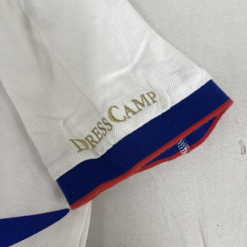 ドレスキャンプ DRESSCAMP ポロシャツ 半袖 日本製 champion 金ボタン トリコロールカラー ロゴマーク 半袖 ポロシャツ 44 白 / ホワイト / white メンズ USED 古着 中古 50165066