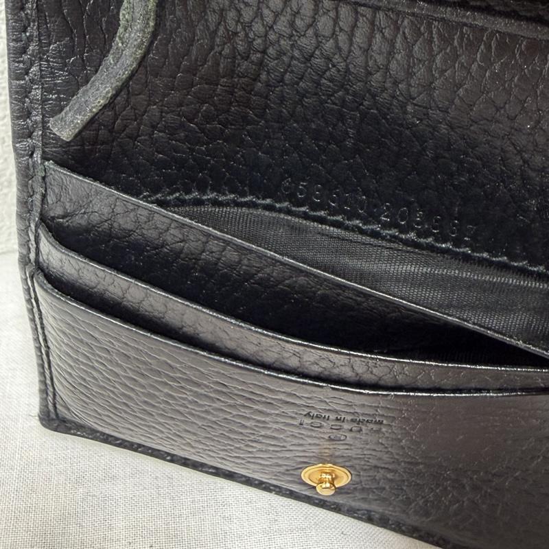 グッチ GUCCI 財布 二つ折り ダブルG バイカラー レザー 財布 ウォレット イタリア製 カードケース マーモント - ロゴ、文字 黒 / ブラック / black X 茶 / ブラウン / brown レディース USED 古着 中古 50165067
