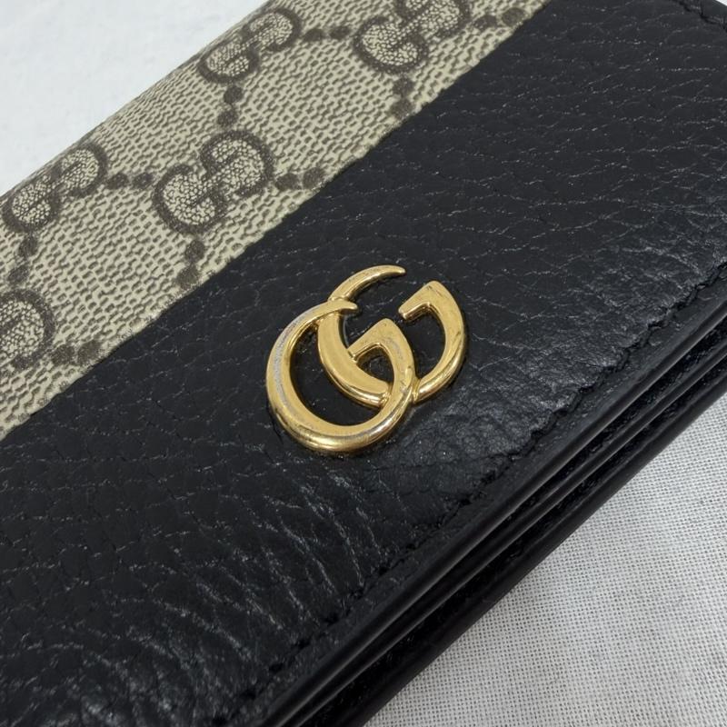 グッチ GUCCI 財布 二つ折り ダブルG バイカラー レザー 財布 ウォレット イタリア製 カードケース マーモント - ロゴ、文字 黒 / ブラック / black X 茶 / ブラウン / brown レディース USED 古着 中古 50165067