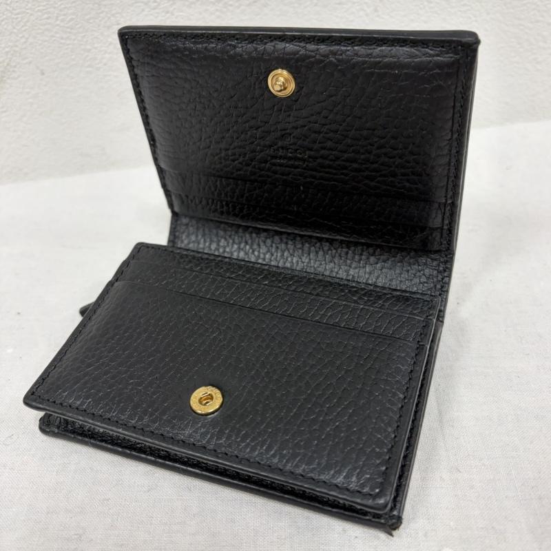 グッチ GUCCI 財布 二つ折り ダブルG バイカラー レザー 財布 ウォレット イタリア製 カードケース マーモント - ロゴ、文字 黒 / ブラック / black X 茶 / ブラウン / brown レディース USED 古着 中古 50165067
