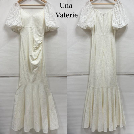 古着 USED ワンピース・ドレス・オールインワン ワンピース・ドレス・オールインワン Una Valarie 総レース マーメイド ロング ドレス ワンピース パフスリーブ タック SUGAR M レース柄 白 / ホワイト / white レディース USED 古着 中古 50165069