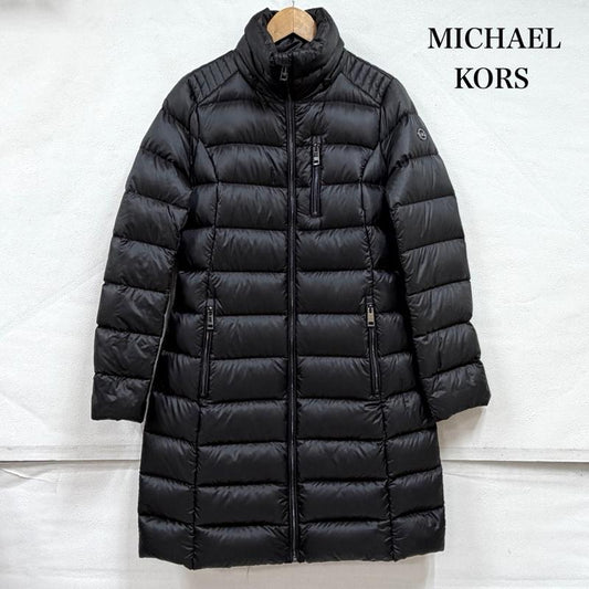 マイケルコース MICHAEL KORS コート ダウンコート ロング ダウン コート キルティング ウルトラ ライト ロゴ ハイネック フードなし S プリント X ロゴ、文字 黒 / ブラック / black レディース USED 古着 中古 50165072