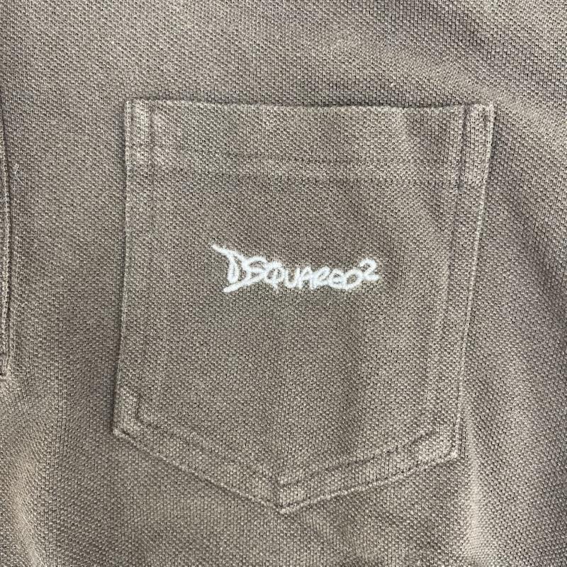 ディースクエアード DSQUARED2 ポロシャツ 半袖 イタリア製 ブランドロゴ 刺繍 ライン 半袖 ポロシャツ L 茶 / ブラウン / brown メンズ USED 古着 中古 50165085