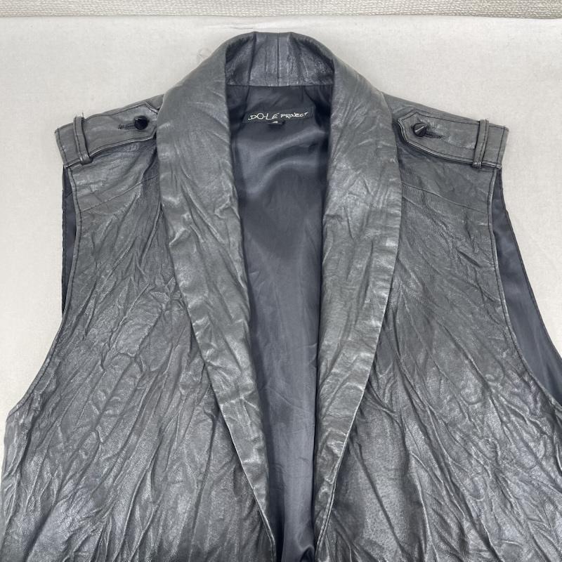 古着 USED ベスト ベスト DOLE PROJECT 豚皮 切り替え レザー ライダース ベスト 2 黒 / ブラック / black メンズ USED 古着 中古 50165091