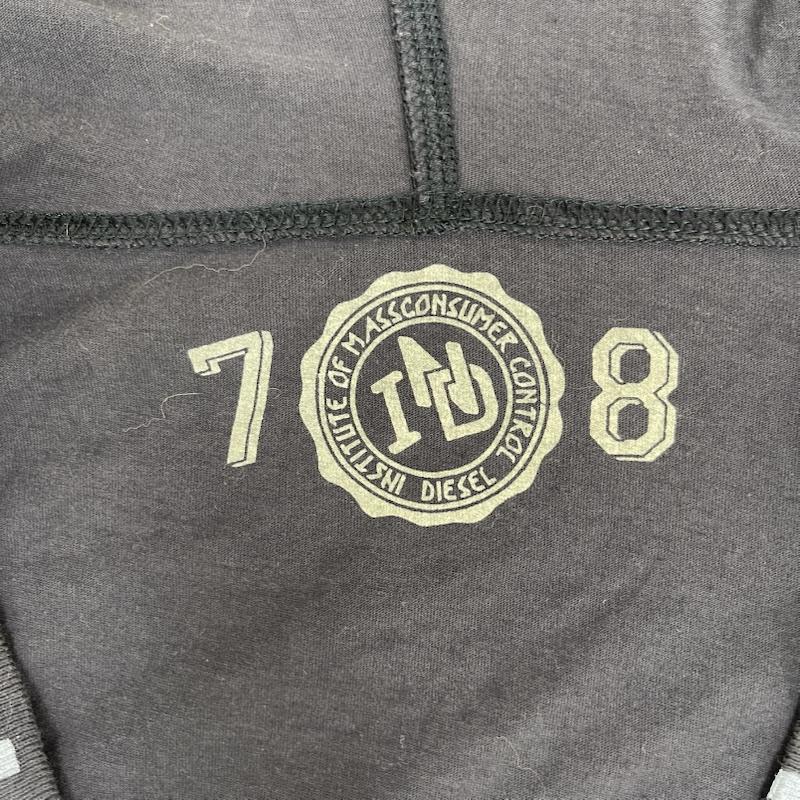 ディーゼル DIESEL カットソー 長袖 Vネック ナンバープリント ロゴ フーデッド カットソー パーカー L 紺 / ネイビー / navy メンズ USED 古着 中古 50165093
