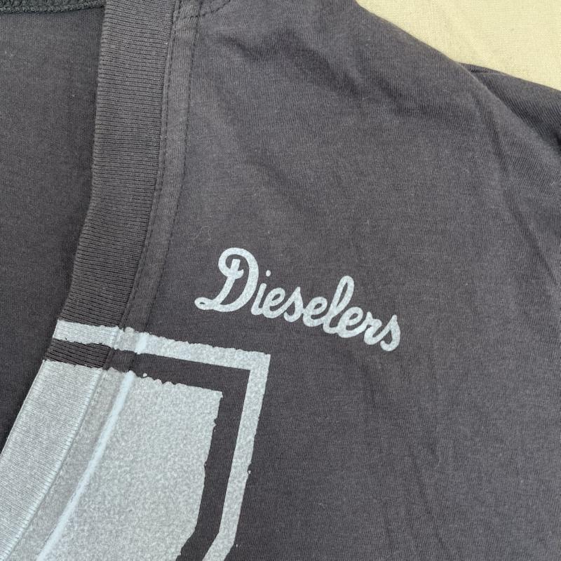 ディーゼル DIESEL カットソー 長袖 Vネック ナンバープリント ロゴ フーデッド カットソー パーカー L 紺 / ネイビー / navy メンズ USED 古着 中古 50165093