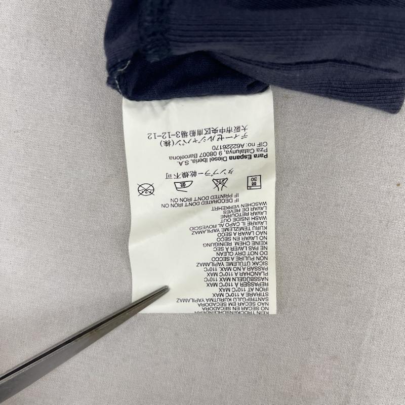 ディーゼル DIESEL カットソー 長袖 Vネック ナンバープリント ロゴ フーデッド カットソー パーカー L 紺 / ネイビー / navy メンズ USED 古着 中古 50165093