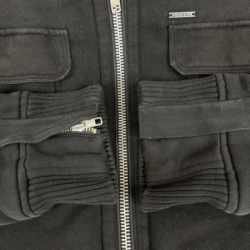 ディーゼル DIESEL ジャケット、上着 ジャンパー、ブルゾン 裏ボア フルジップ フーディー ブルゾン ジャケット アウター XXL 黒 / ブラック / black メンズ USED 古着 中古 50165094
