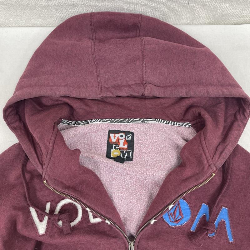 ボルコム VOLCOM パーカー 長袖 90s 00s ブランドロゴ 刺繍 ジップアップ パーカー フーディー L えんじ / ワインレッド / dark red メンズ USED 古着 中古 50165098