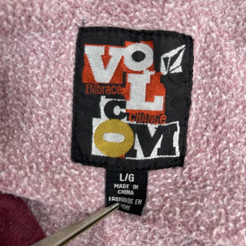 ボルコム VOLCOM パーカー 長袖 90s 00s ブランドロゴ 刺繍 ジップアップ パーカー フーディー L えんじ / ワインレッド / dark red メンズ USED 古着 中古 50165098