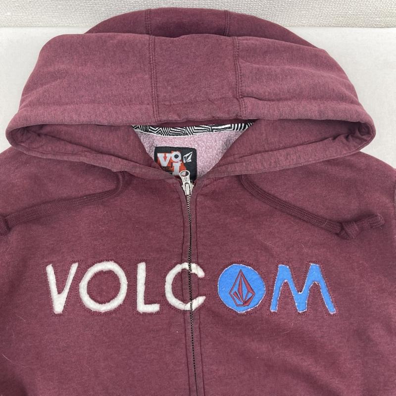 ボルコム VOLCOM パーカー 長袖 90s 00s ブランドロゴ 刺繍 ジップアップ パーカー フーディー L えんじ / ワインレッド / dark red メンズ USED 古着 中古 50165098