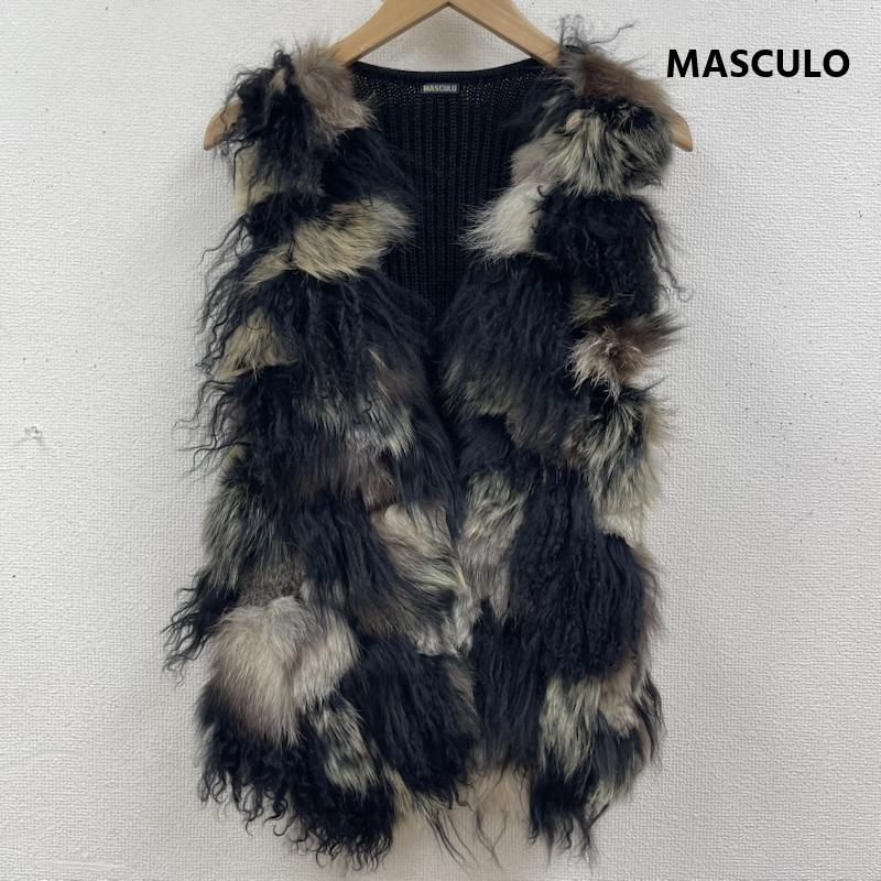 マスキュロ MASCULO ベスト ベスト 異素材コンビ チベットラム ラビットファー ベスト 03446020-38 38 黒 / ブラック / black レディース USED 古着 中古 50165099