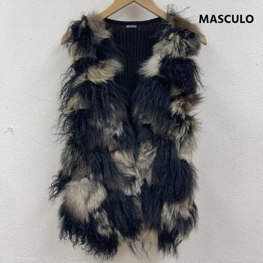 マスキュロ MASCULO ベスト ベスト 異素材コンビ チベットラム ラビットファー ベスト 03446020-38 38 黒 / ブラック / black レディース USED 古着 中古 50165099