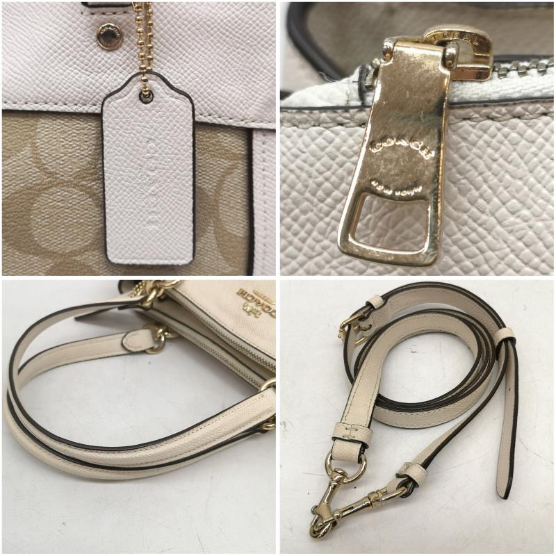 コーチ COACH ハンドバッグ ハンドバッグ F26139 2WAY シグネチャー ハンド トート バッグ ワンショルダー ポケットレザー 白 / ホワイト / white レディース USED 古着 中古 50165103