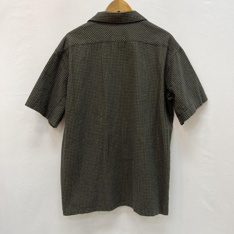 フェローズ Pherrow s シャツ、ブラウス 半袖 チェック シアサッカー イタリアンカラーシャツ 開襟 XXL 黒 / ブラック / black X カーキ / カーキ / khaki メンズ USED 古着 中古 50165108