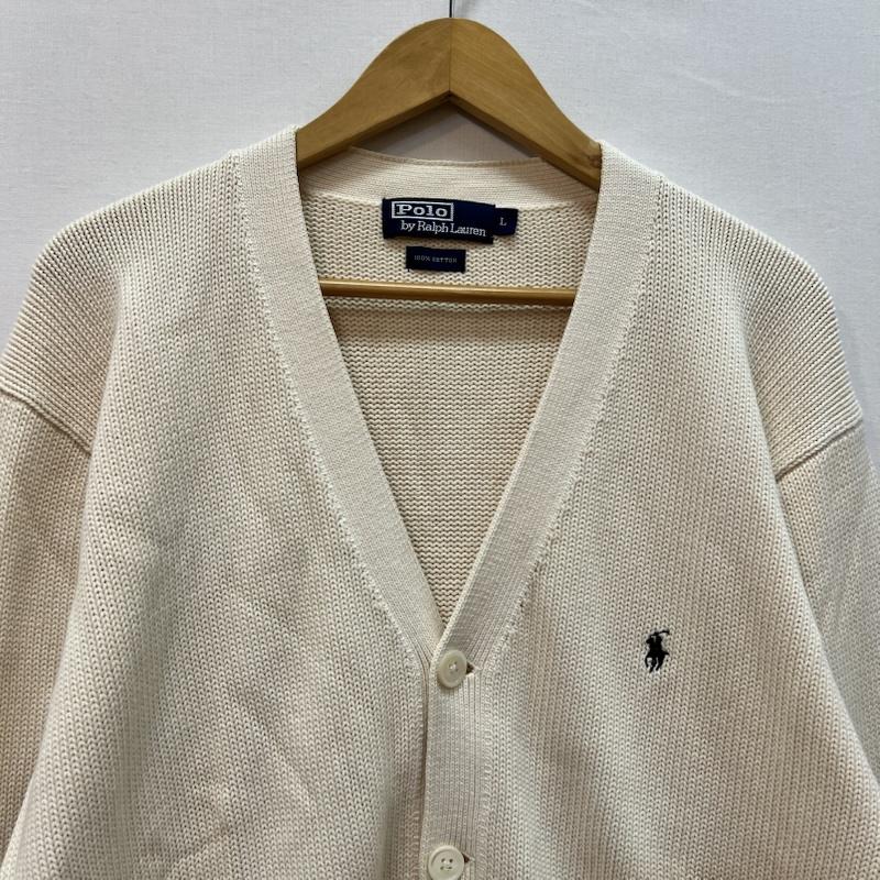ポロバイラルフローレン Polo by RALPH LAUREN カーディガン 長袖 ポニー刺繍 コットン ニット カーディガン L オフホワイト / オフホワイト / メンズ USED 古着 中古 50165111