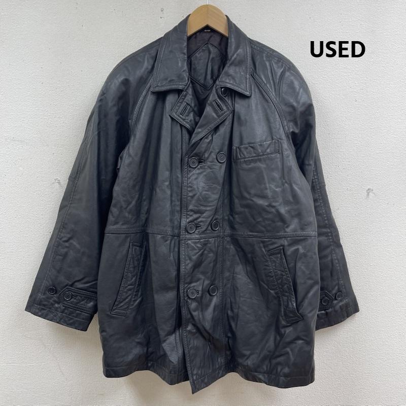 古着 USED ジャケット、上着 レザージャケット 牛革 ダブルブレスト レザー カーコート ジャケット アウター L 黒 / ブラック / black メンズ USED 古着 中古 50165115