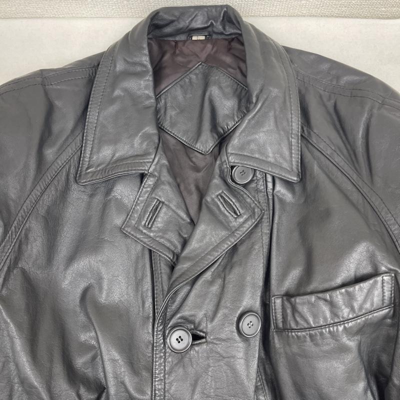 古着 USED ジャケット、上着 レザージャケット 牛革 ダブルブレスト レザー カーコート ジャケット アウター L 黒 / ブラック / black メンズ USED 古着 中古 50165115