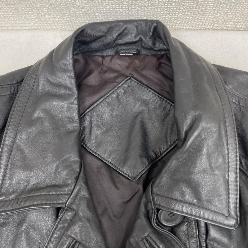 古着 USED ジャケット、上着 レザージャケット 牛革 ダブルブレスト レザー カーコート ジャケット アウター L 黒 / ブラック / black メンズ USED 古着 中古 50165115