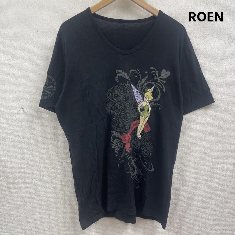 ロエン ROEN Tシャツ 半袖 ディズニーコラボ ティンカー ベル プリント Vネック Tシャツ 黒 / ブラック / black メンズ USED 古着 中古 50165122