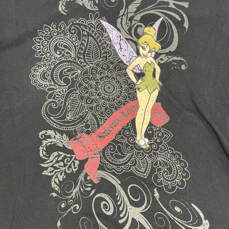 ロエン ROEN Tシャツ 半袖 ディズニーコラボ ティンカー ベル プリント Vネック Tシャツ 黒 / ブラック / black メンズ USED 古着 中古 50165122