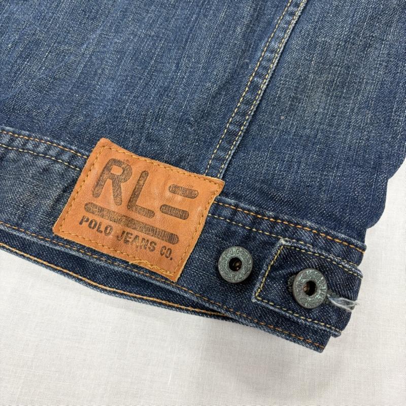 ポロ ジーンズ Polo Jeans Co. ジャケット、上着 ジャンパー、ブルゾン デニム ジャケット Gジャン レザーパッチ メキシコ製 S ワンポイント X ロゴ、文字 インディゴ / インディゴ / Indigo メンズ USED 古着 中古 50165131