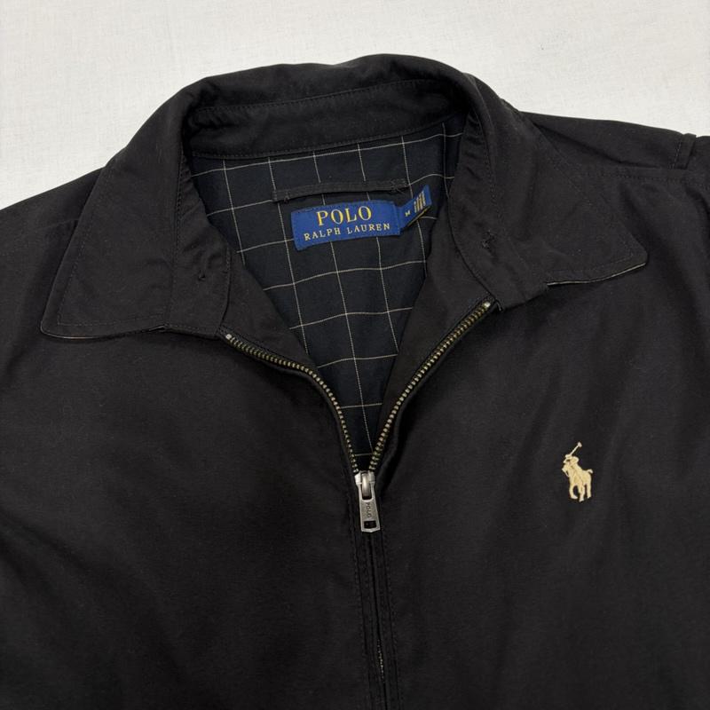 ポロラルフローレン POLO RALPH LAUREN ジャケット、上着 ジャンパー、ブルゾン スイングトップ ジャケット ブルゾン ジップアップ ポニー刺繡 M ワンポイント X ロゴ、文字 X 刺繍 黒 / ブラック / black X ベージュ / ベージュ / beige メンズ USED 古着 中古 50165132