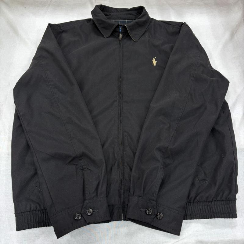 ポロラルフローレン POLO RALPH LAUREN ジャケット、上着 ジャンパー、ブルゾン スイングトップ ジャケット ブルゾン ジップアップ ポニー刺繡 M ワンポイント X ロゴ、文字 X 刺繍 黒 / ブラック / black X ベージュ / ベージュ / beige メンズ USED 古着 中古 50165132