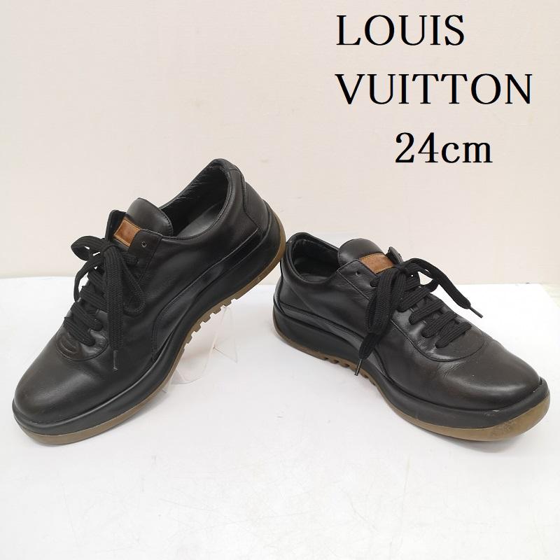 ルイヴィトン LOUIS VUITTON スニーカー スニーカー MA0051 オール レザー スニーカー 38 24.5cm 黒 / ブラック / black レディース USED 古着 中古 50165146